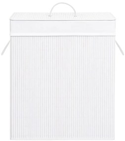 Cesto para roupa suja c/ secção única 83 L bambu branco