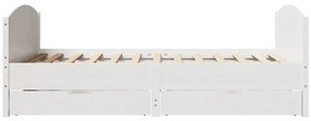 Cama sem colchão 120x200 cm madeira de pinho maciça branco