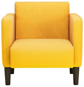 Poltrona com apoio de braços 54cm tecido corduroy amarelo-claro