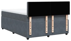 Cama com molas/colchão 160x200 cm veludo cinzento-escuro