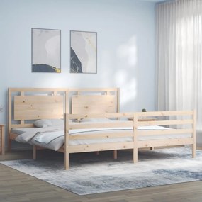 vidaXL Estrutura de cama Super King Size com cabeceira madeira maciça