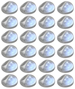Candeeiro de parede solar LED exterior 24 pcs prateado redondo