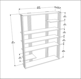 Estante Jenny – Branco/Preto – 120x160x29,6 cm