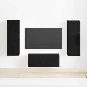 Conjunto de Estante para TV vidaXL de 4 Peças Carvalho Preto Madeira E