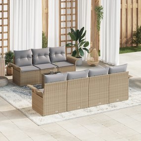 Conjunto de Sofás de Jardim de 8 Peças com Almofadas Bege Rattan Sinté