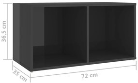 Móveis de TV 2 pcs 72x35x36,5 cm contraplacado cinza brilhante