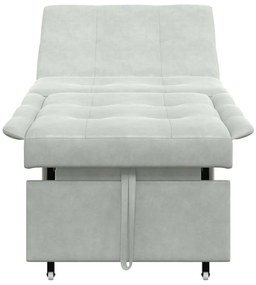 Sofá Cama Design Retrátil 3 em 1 Cinza Claro Veludo