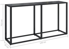 Mesa consola preto 140x35x75,5 cm vidro temperado