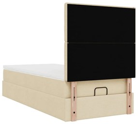 Estrutura de cama otomana com creme de colchão 90x200cm tecido