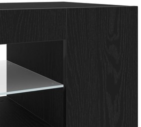 Estante de TV vidaXL com Luzes LED em Carvalho Preto 135x39x30cm em Ma