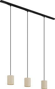 Sistema de iluminação de trilho moderno com 3 candeeiros suspensos preto com bege 1-fase - Iconic Holt