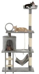 vidaXL Árvore para gatos c/ postes arranhadores sisal 140 cm cinzento
