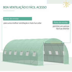 Estufa Tipo Túnel 600x300x200 cm com Porta 12 Janelas Estufa de Jardim
