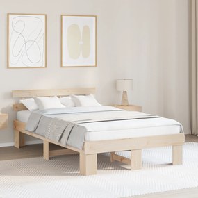 vidaXL Estrado de Cama com Cabeceira 120x200 cm Madeira Maciça Pinho