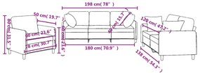 3 pcs conjunto de sofás com almofadas tecido cinza-acastanhado