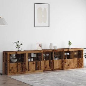 Aparador com Luzes LED Madeira Velha 283x37x67 cm Madeira de Engenhari