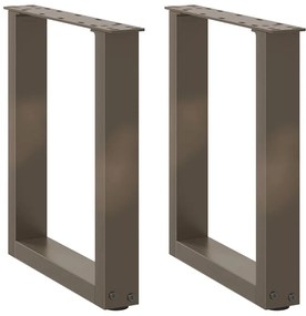vidaXL Pés para mesa de centro em formato de U, 2 peças, aço natural, 38 x (42-43) cm, aço