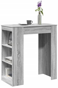 vidaXL Mesa de bar c/ prateleiras derivados de madeira cinzento sonoma
