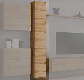 Armário Suspenso Alvito – 30x180 cm – Carvalho com Porta Alto Brilho e