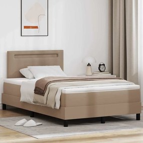 vidaXL Cama Box com Colchão Cappuccino, 120x200 cm, Couro Sintético