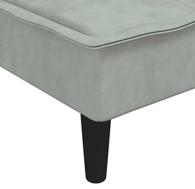 Sofá-cama em forma de L 255x140x70 cm veludo cinzento-claro