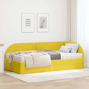 vidaXL Estrutura de Cama de Canto com Colchão 2 pcs Amarelo Veludo