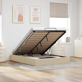 Estrutura cama otomana sem colchão 140x200 cm tecido cor creme