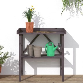 Mesa p/ plantas c/ prateleira 78x38x82,5 cm abeto maciço cinza