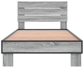 Estrutura cama 100x200 cm derivados madeira/metal cinza sonoma