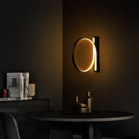 Lâmpada de Parede Halka - Preto - Diâmetro: 30 cm, Profundidade: 50 cm