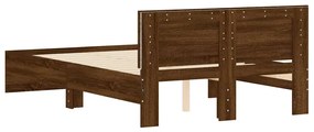 Estrutura cama cabeceira/luzes LED 140x190 cm carvalho castanho