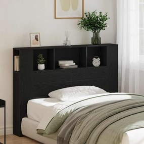 Cabeceira Preto Carvalho vidaXL - 140x19x104,5 cm - Feito de Madeira Industrial