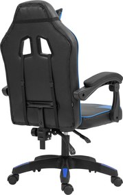 Cadeira de escritório em couro sintético preto e azul