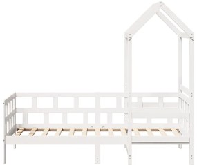 Sofá-cama c/ telhado 90x190 cm madeira de pinho maciça branco