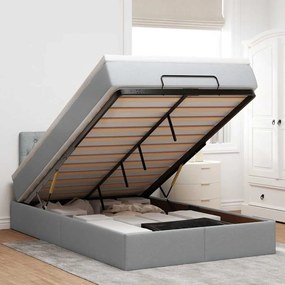 vidaXL Cama otomana com colchão 120x190 cm tecido cinzento claro