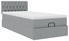 Estrutura cama otomana colchão 80x200 cm tecido cinzento claro