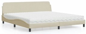 Cama com colchão 200x200 cm tecido cor creme