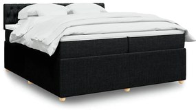 vidaXL Cama com molas/colchão 200x200 cm tecido preto