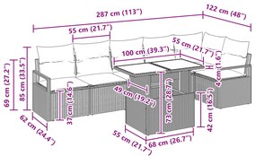 Conjunto de Sofá de Jardim vidaXL de 7 Peças com Almofadas Cinza Claro