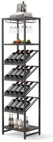 Garrafeira de vinho vertical 45 x 35 x 171 cm alta para 16 garrafas com suportes para copos 3 prateleiras abertas para sala de jantar Bar em casa Pret