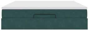 Estrutura de cama otomana com colchão 180x200 cm verde escuro