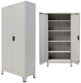 Armário de escritório com 2 portas aço 90x40x180 cm cinzento