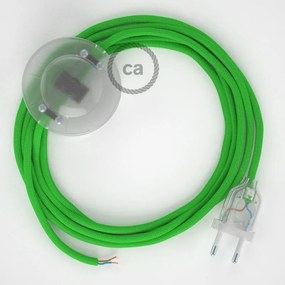 Cabo para candeeiro de chão, RM18 Verde Lima Seda Artificial 3 m.  Escolha a cor da ficha e do interruptor. - Transparente