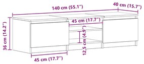 Móvel de TV 140x40x35,5 cm derivados de madeira cinzento sonoma