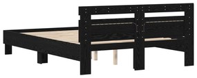 Estrutura de Cama Preta Carvalho Preto Madeira 140 x 190 cm