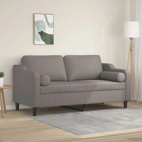 vidaXL Sofá 2 lug. +almofadas decoração 140cm tecido cinza-acastanhado