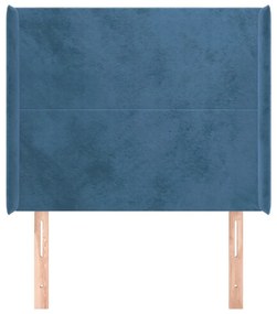 Cabeceira cama c/ abas veludo 83x16x118/128 cm azul-escuro