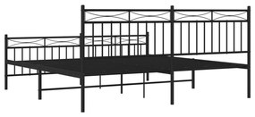 Estrutura de cama com cabeceira e pés 180x200 cm metal preto