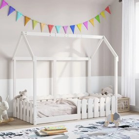 Cama infantil formato casa 80x160 cm pinho maciço branco