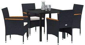Conjunto de Jantar de Jardim com 5 Peças em Rattan Preto